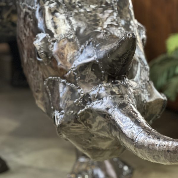 Lifesize Metal Rhino Sculpture