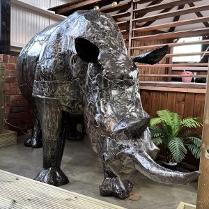 Lifesize Metal Rhino Sculpture