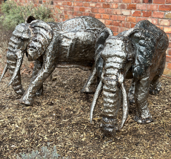 3ft Metal Outdoor Elephant Sculpture