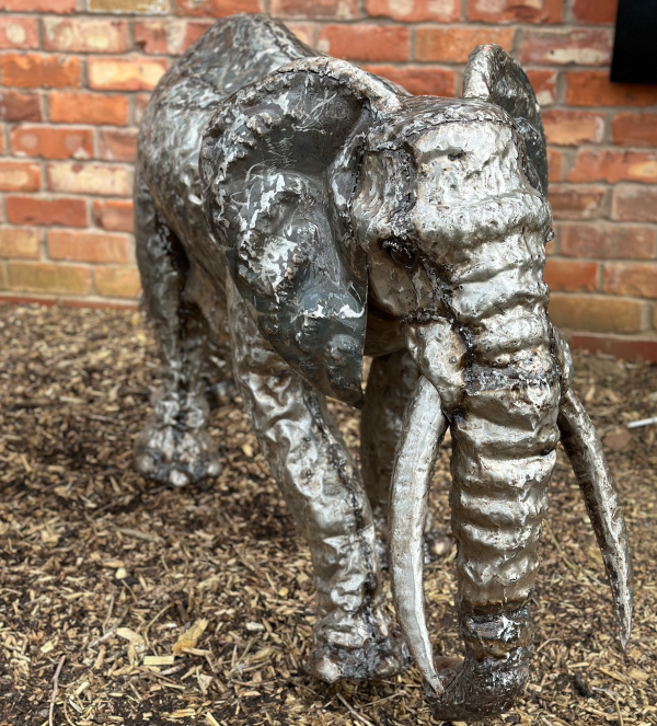 3ft Metal Outdoor Elephant Sculpture