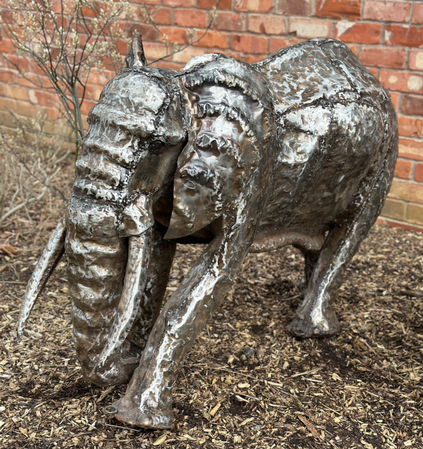 3ft Metal Outdoor Elephant Sculpture