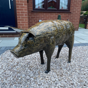 3ft Outdoor Metal Pig Sculpture